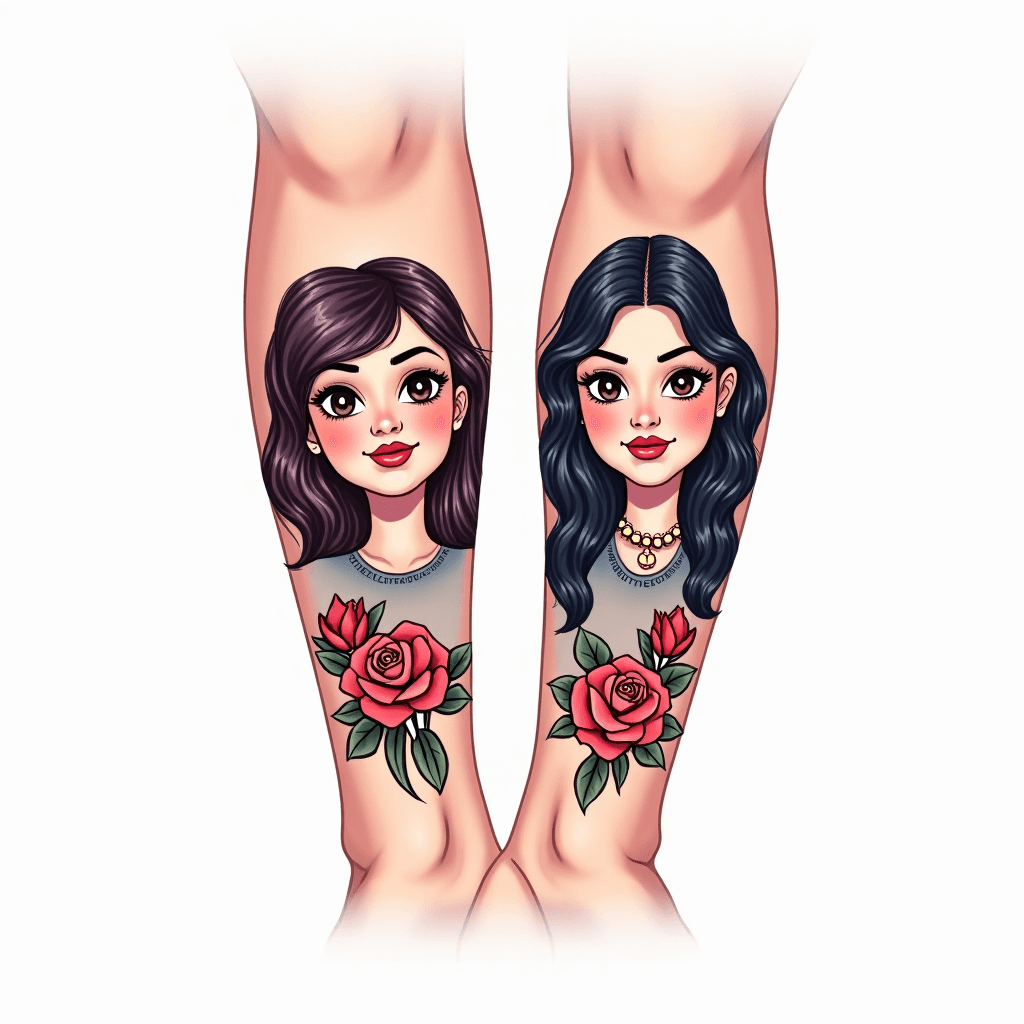 A tattoo using the names Evelyn and Korrina for a …