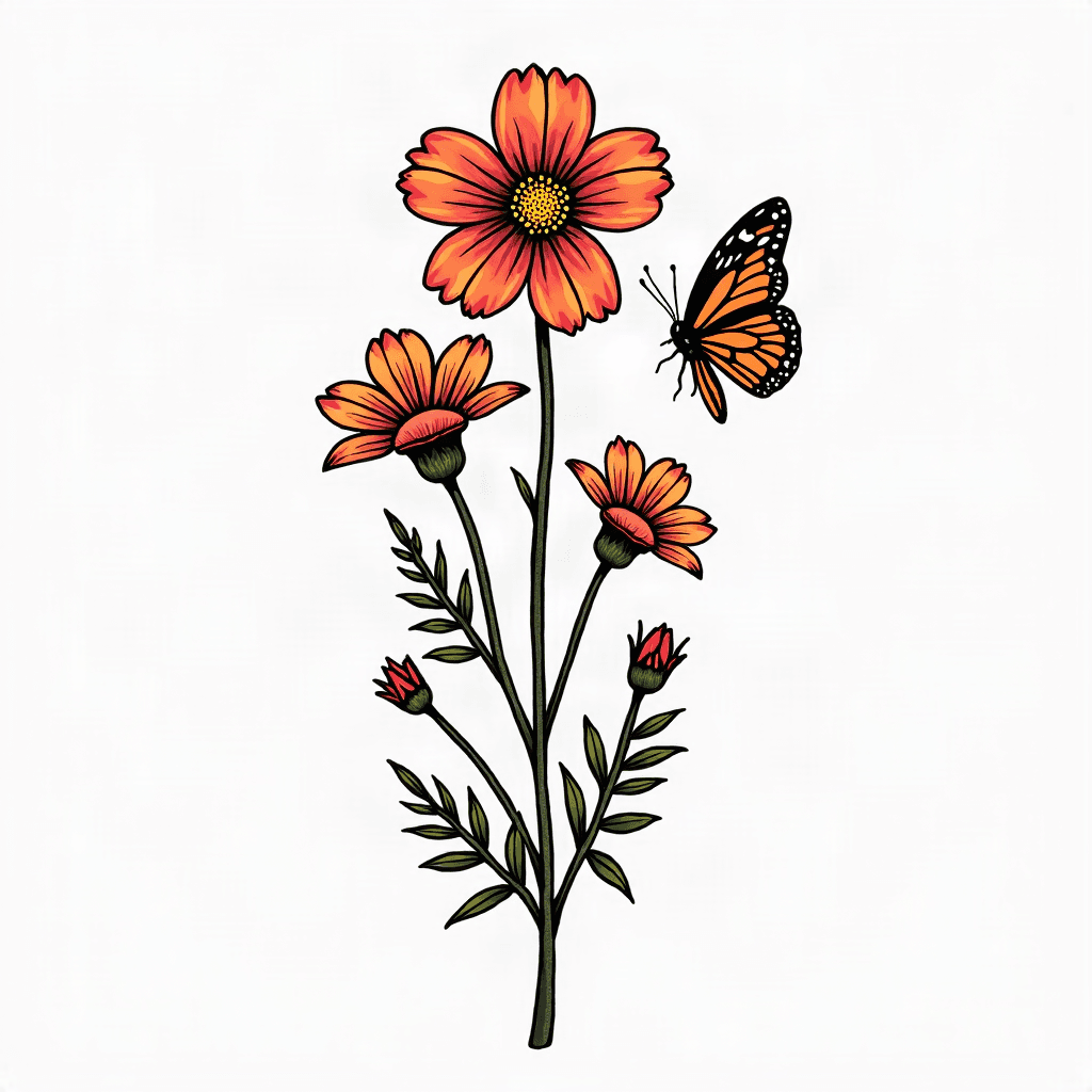 Fine line tattoo with aster september birth flower…