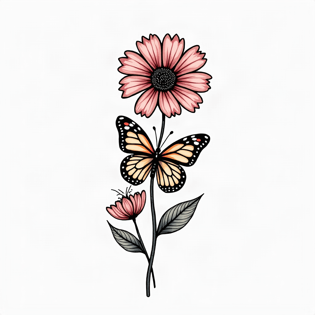 Fine line tattoo with aster september birth flower…