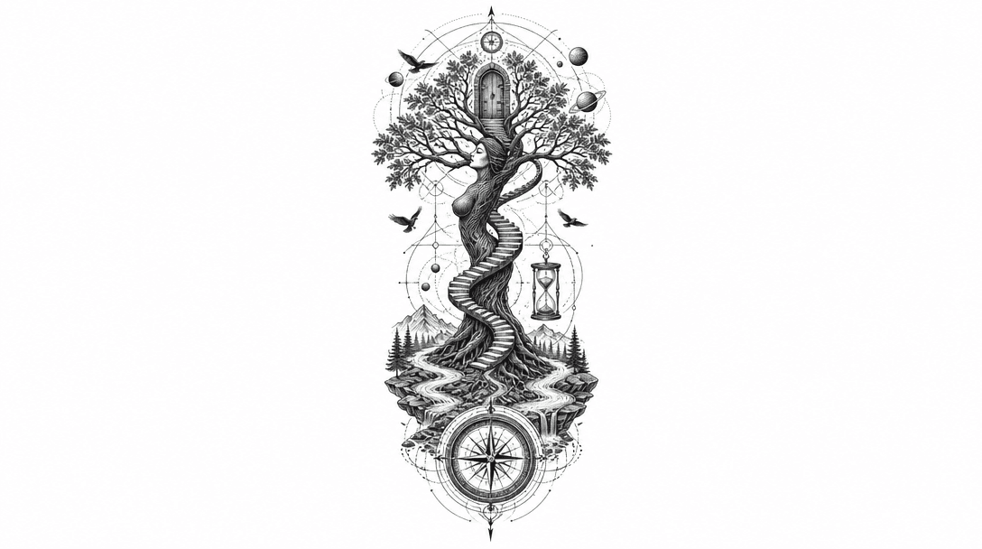 tree of life that resembles a girl in stock and ha...