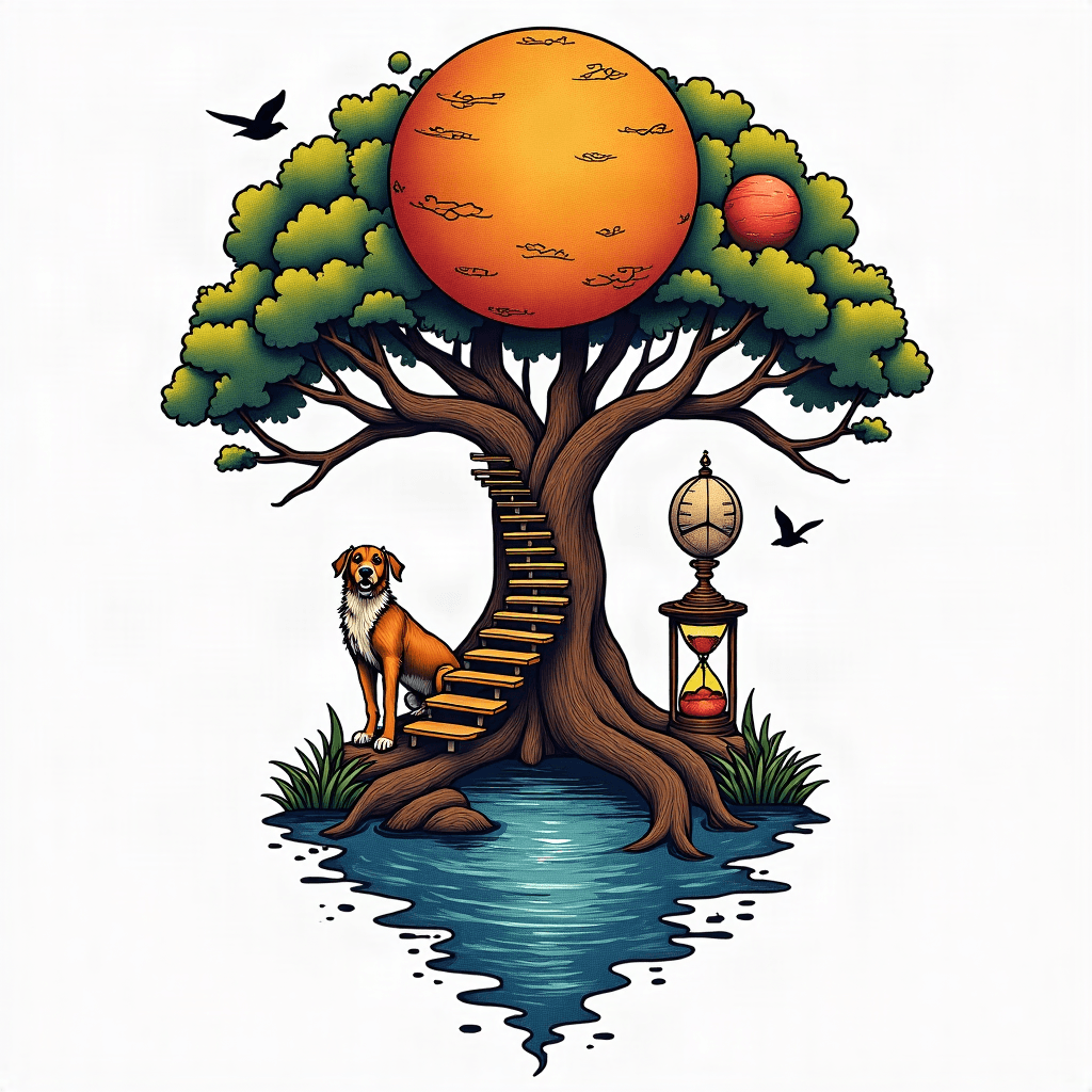tree of life shaped like a woman with staircase go...