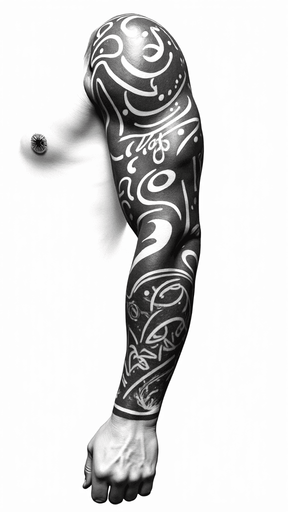 a full arm sleeve polynesian design with little su…