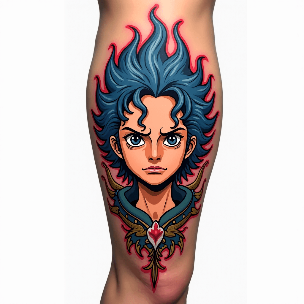 Create a back tattoo with the One piece Yggdrasill...