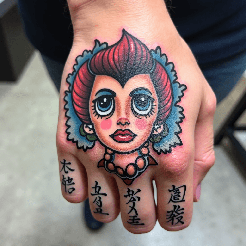Traditional knuckle tattoo that says draw near