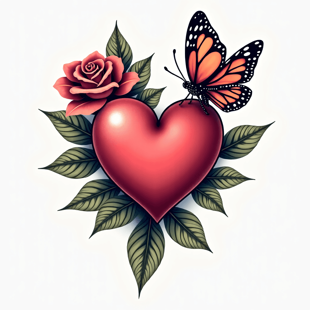 Memorial with heart and butterfly