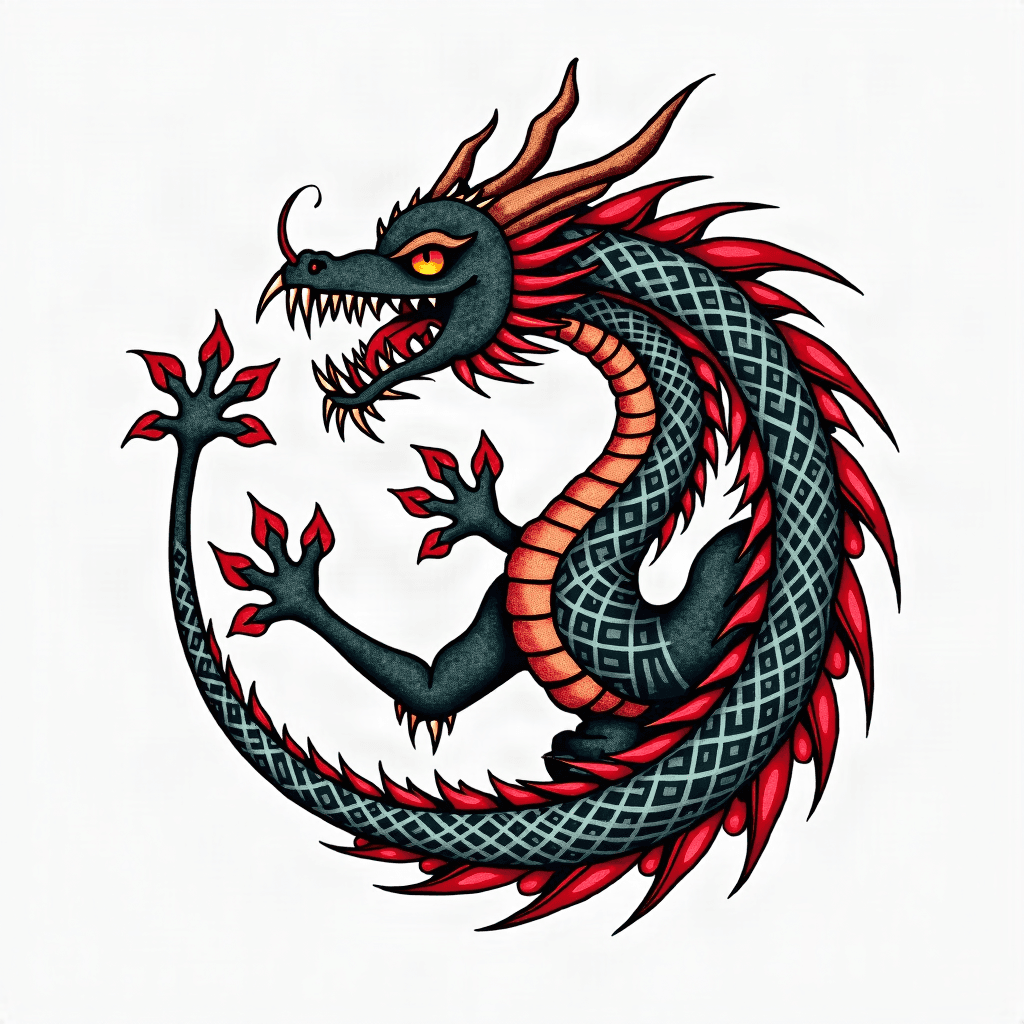 Celtic dragon in circular formation