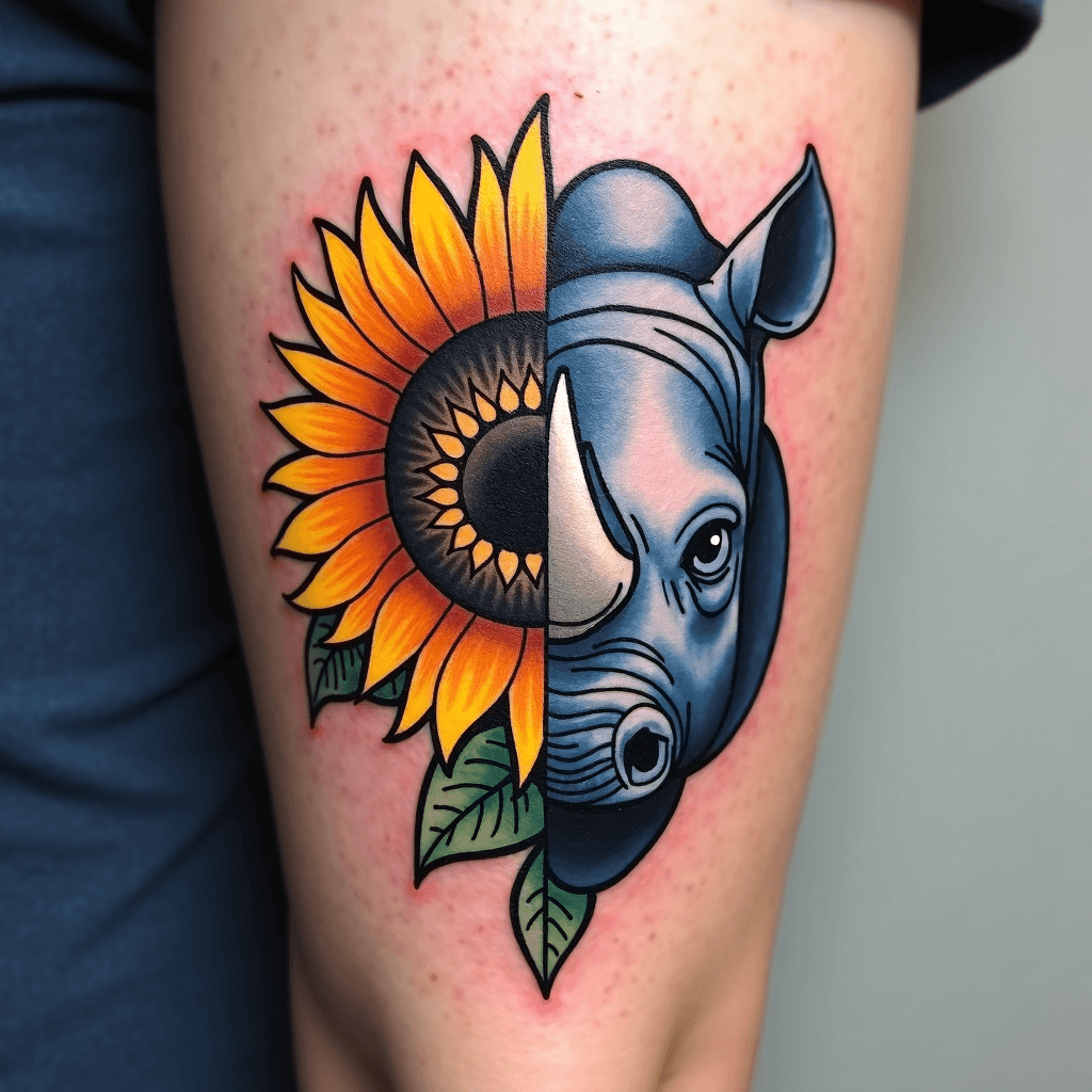 Minimalistic tattoo half sunflower and the other h…