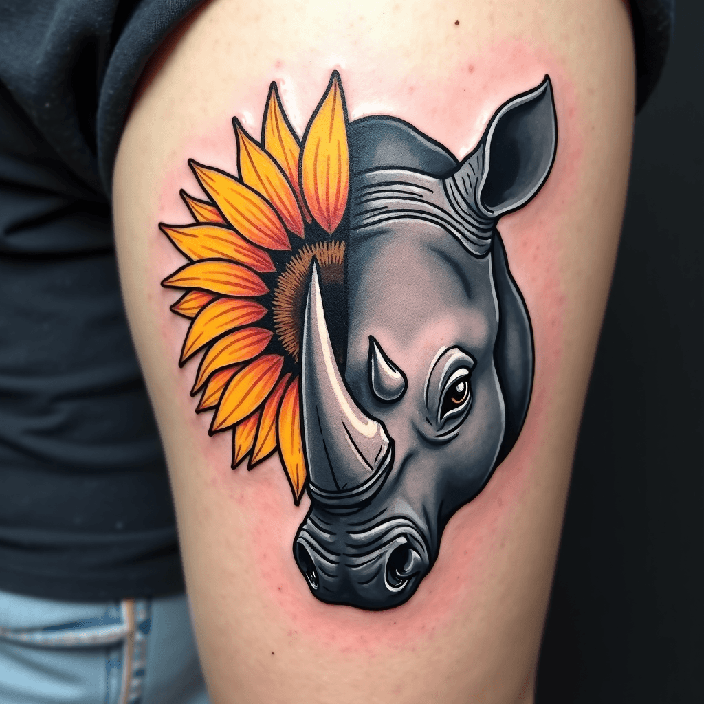 Minimalistic tattoo half sunflower and the other h…