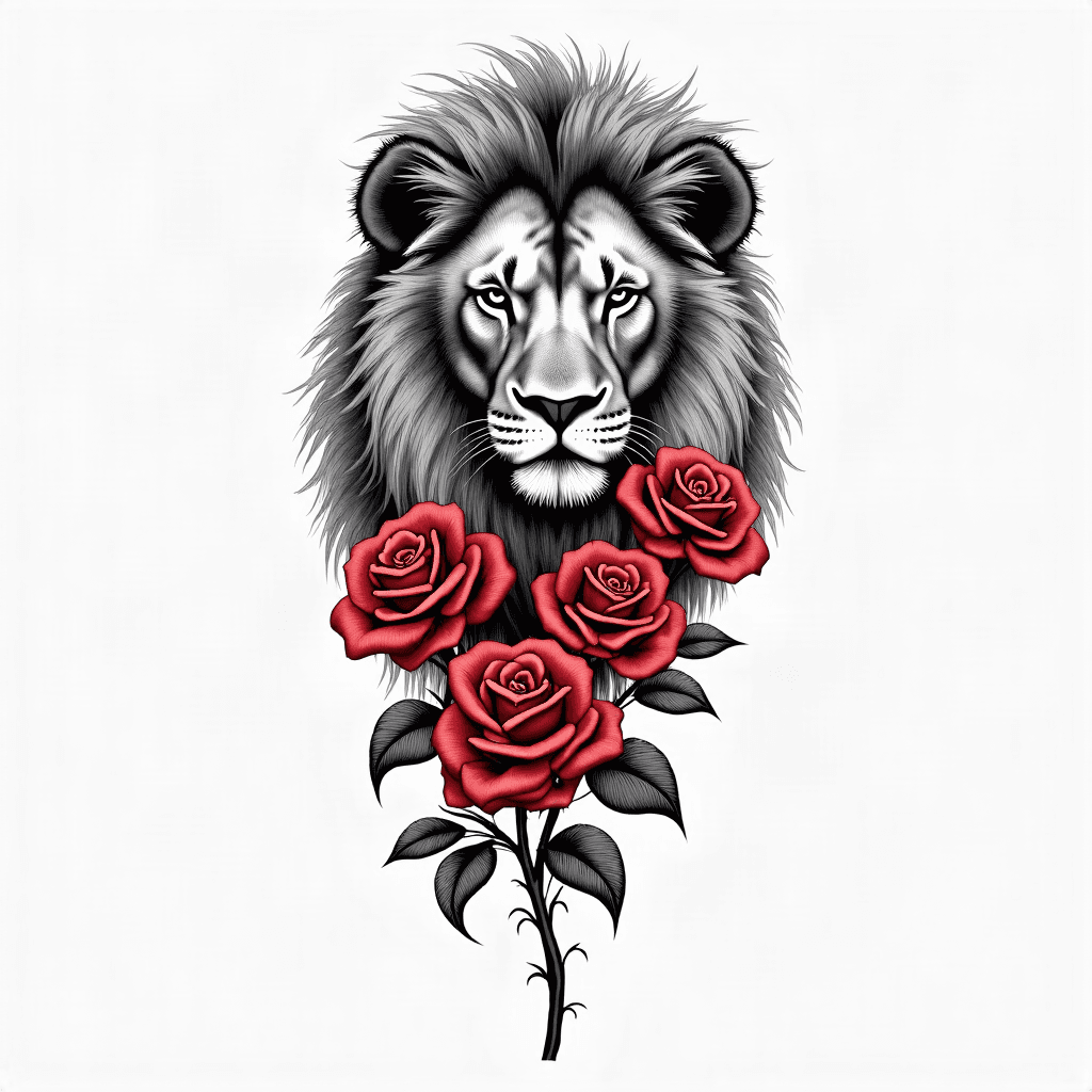 Lion body on inside/bicep
Violets for roses - scr…