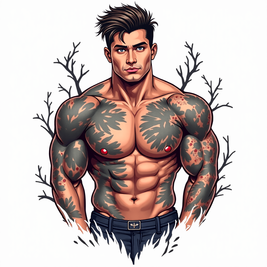 make me a chest tattoo with the following, my wife…
