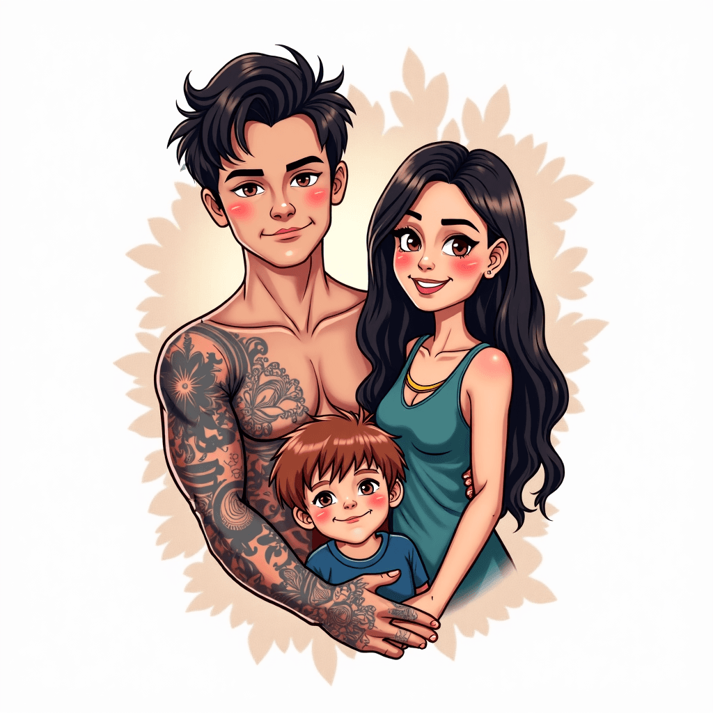 make me a chest tattoo with the following, my wife…