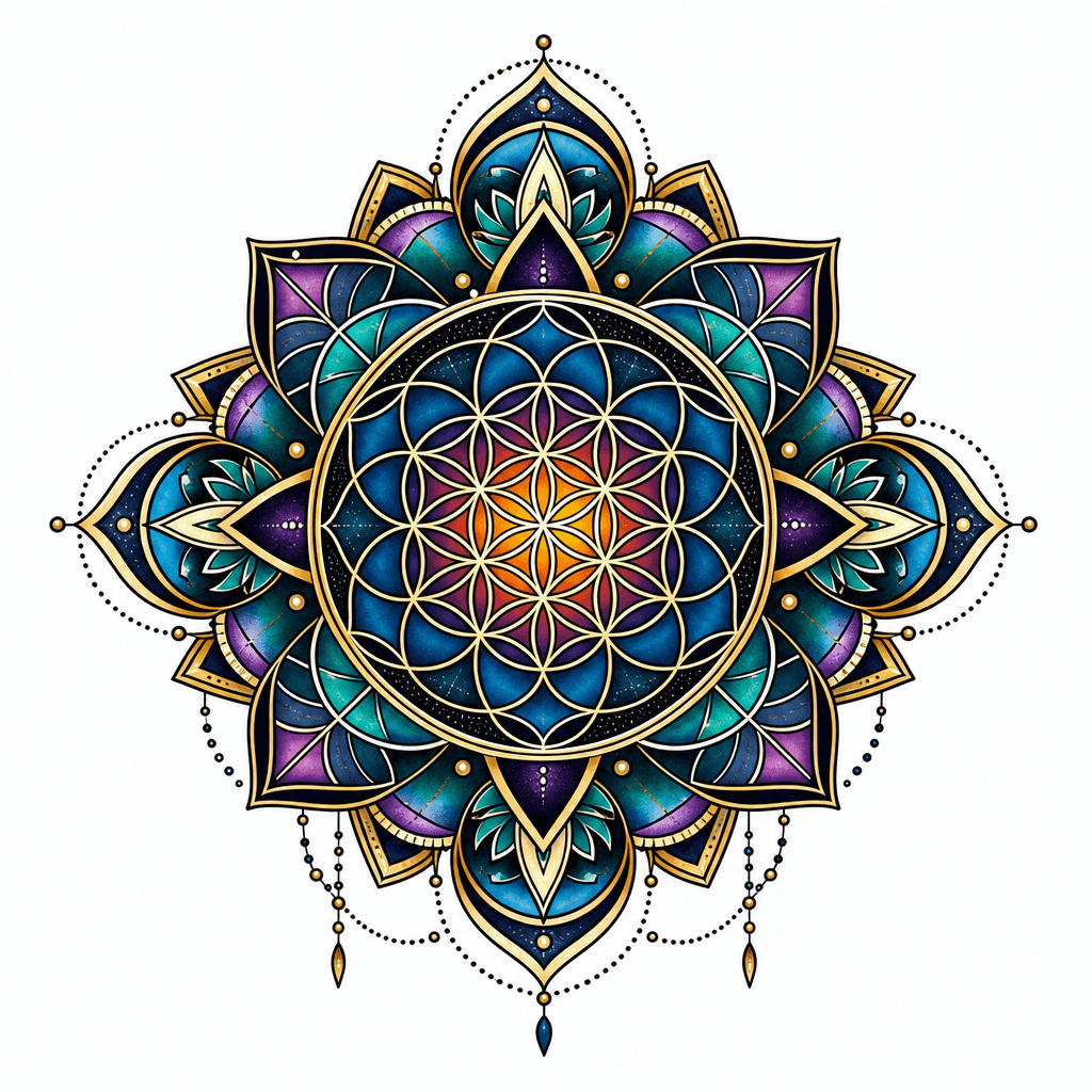Sacred geometry mandala with precise patterns