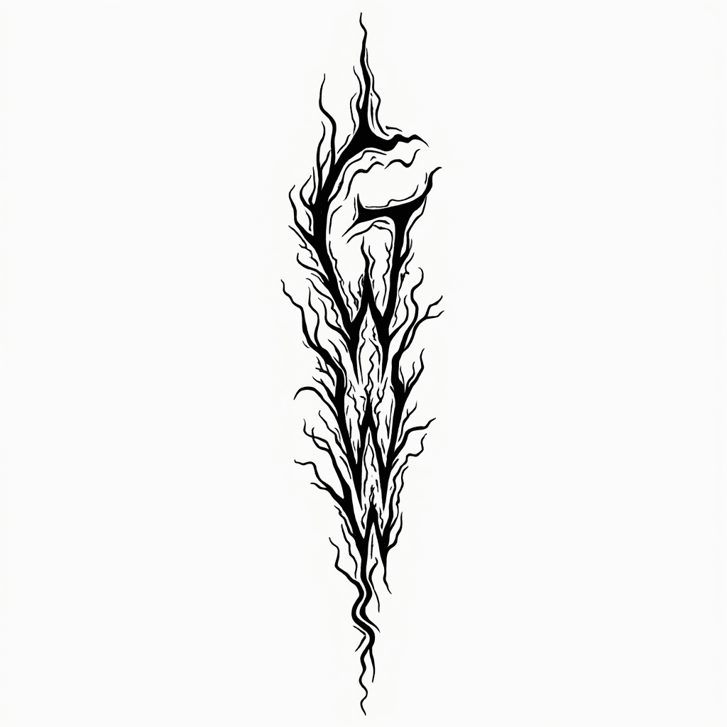 Create an intricate fine line tribal-style tattoo …