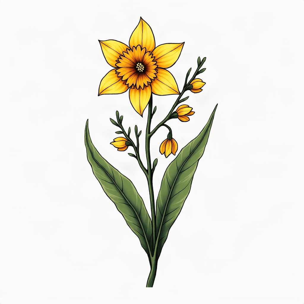 i need a fineline tattoo of a violet, daffodil, li...