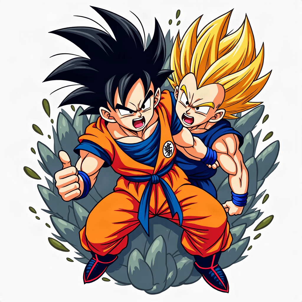 Goku Vegeta Broly raging and attacking. Starting b…