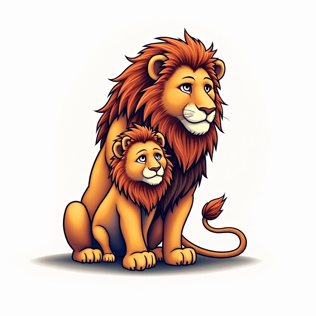 Lion & Cub tattoo design for Father & Son