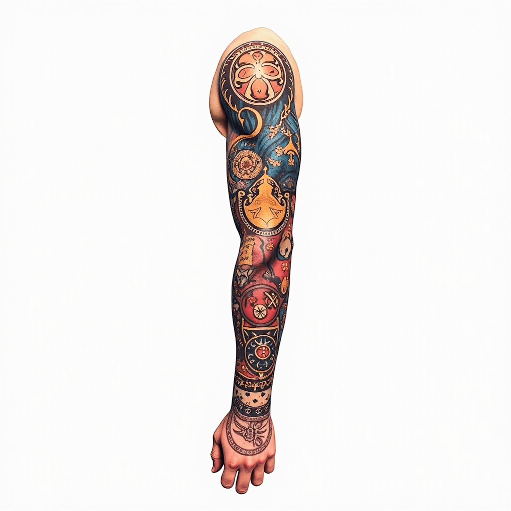 Full sleeve with symbols and important objects fro…