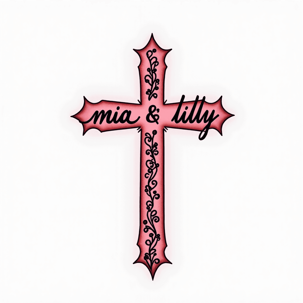 names mia and lilly in the shape of a cross