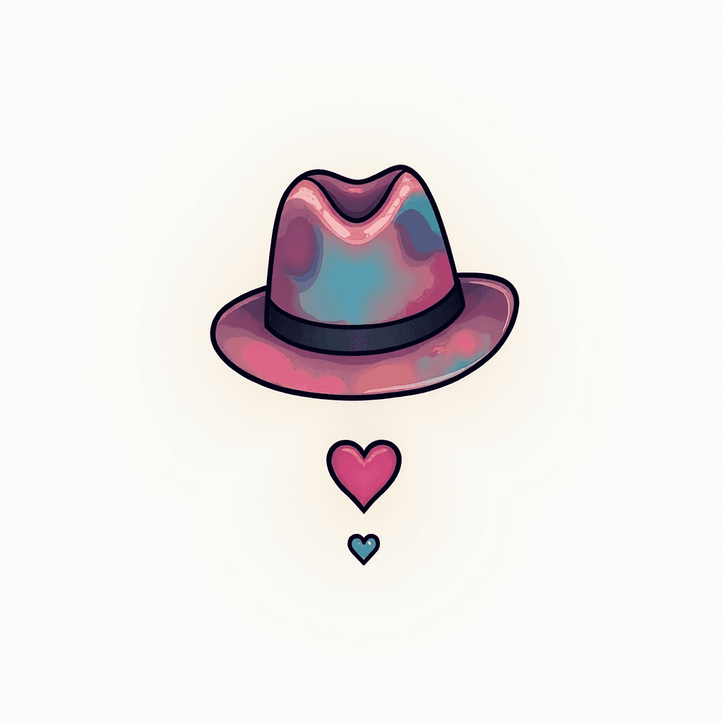 Fedora hat with ooroo mwa and a small heart fine l…