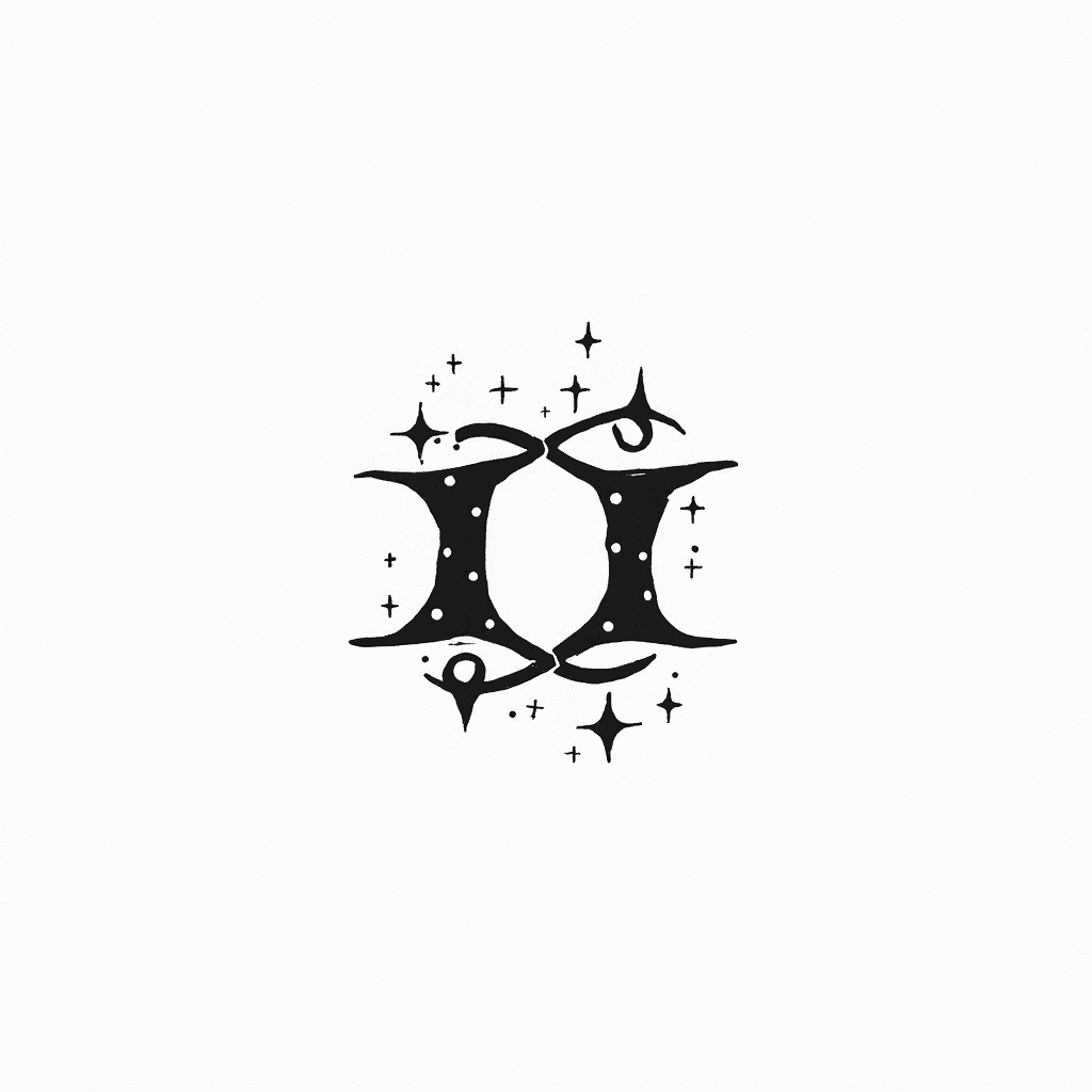 "Two stylized, minimalist Roman numeral IIs interw…