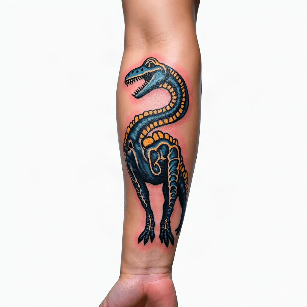 dino tribal tattoo plesiosaurus still minimal vert...