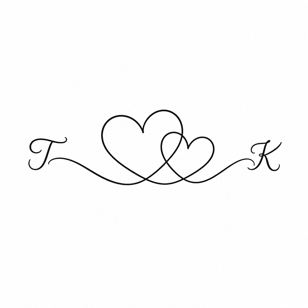 simple fine line tattoo, 2 hearts linked together....