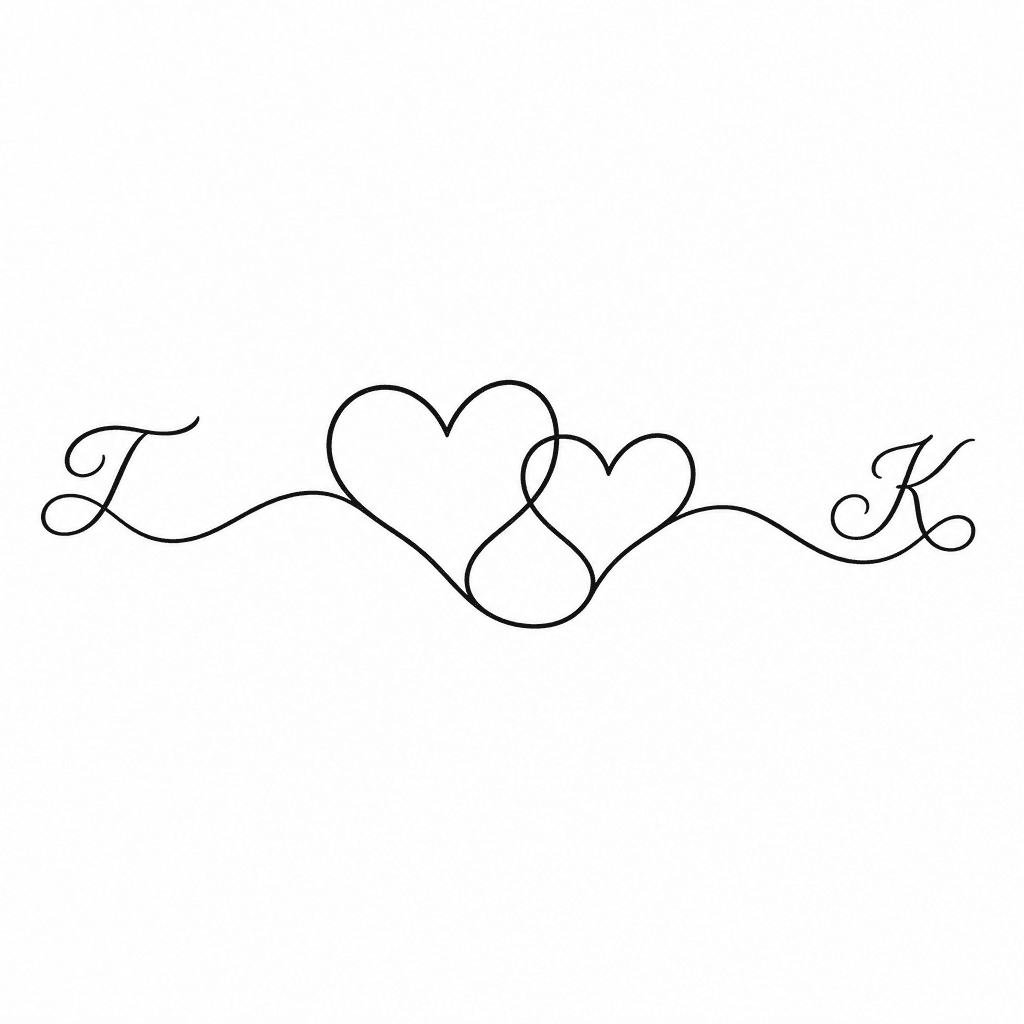 simple fine line tattoo, 2 hearts linked together....