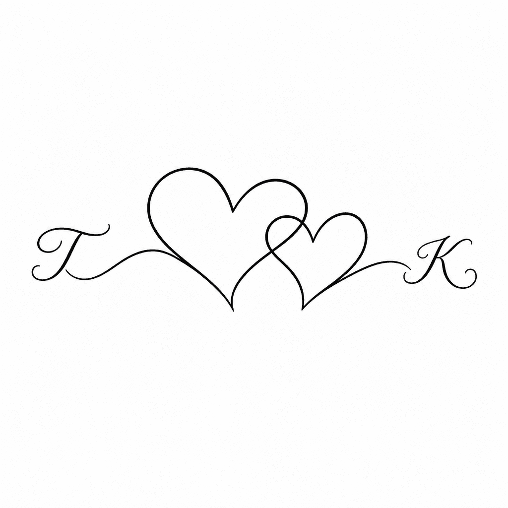 simple fine line tattoo, 2 hearts linked together....