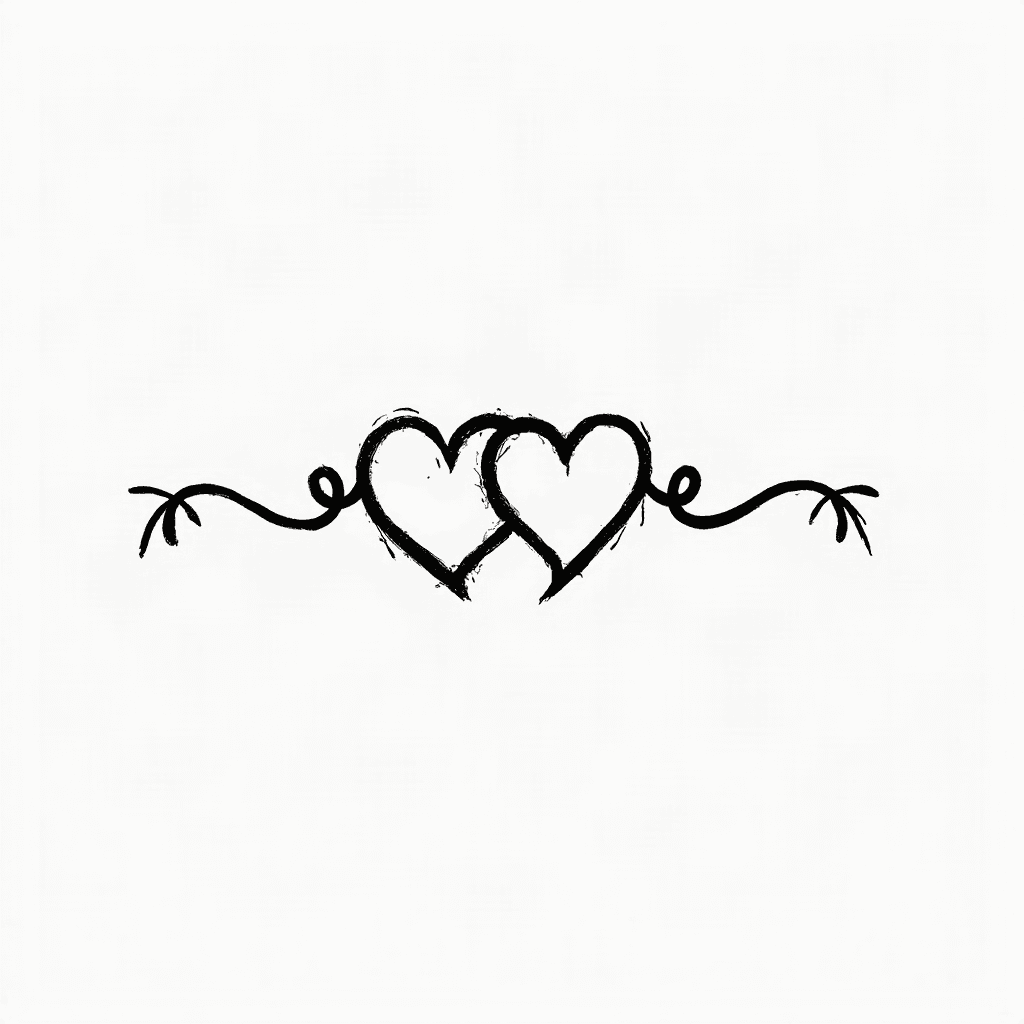 simple fine line tattoo, 2 hearts linked together....