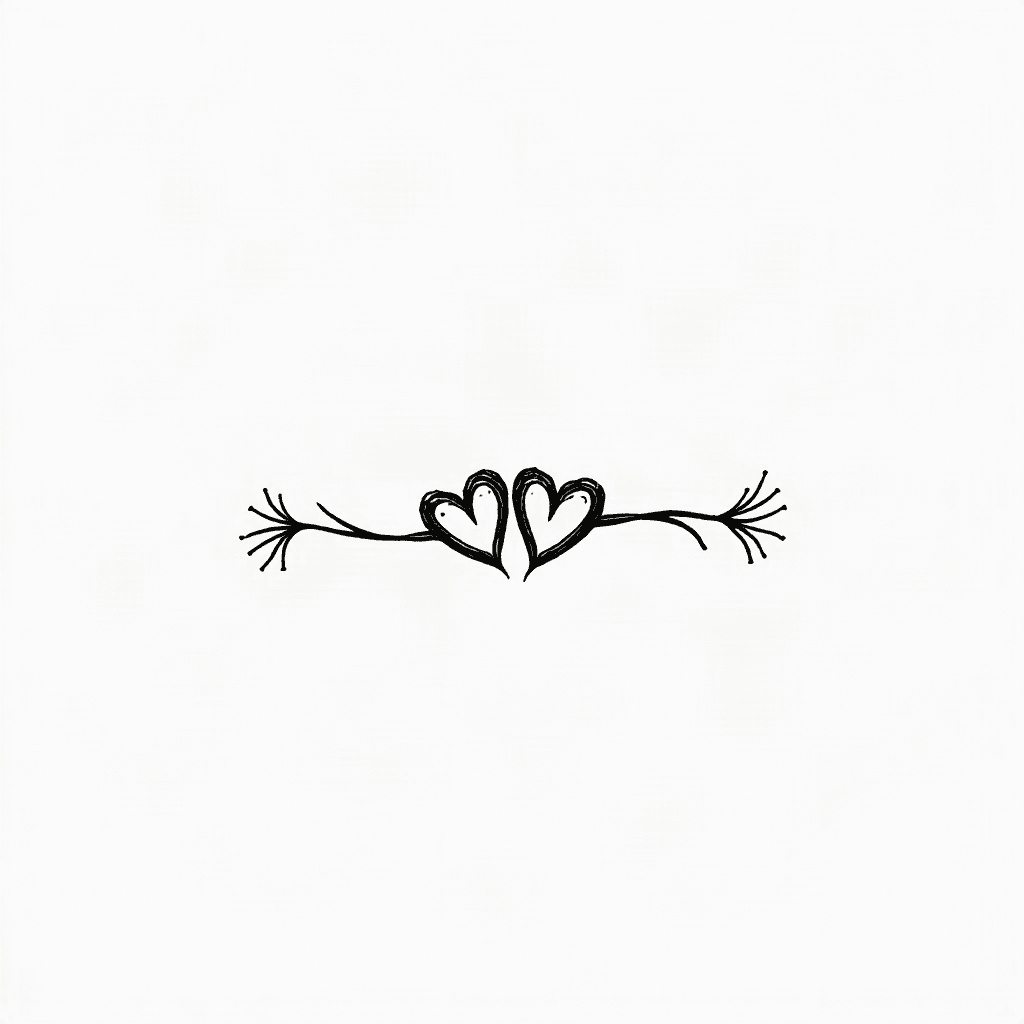 simple fine line tattoo, 2 hearts linked together....