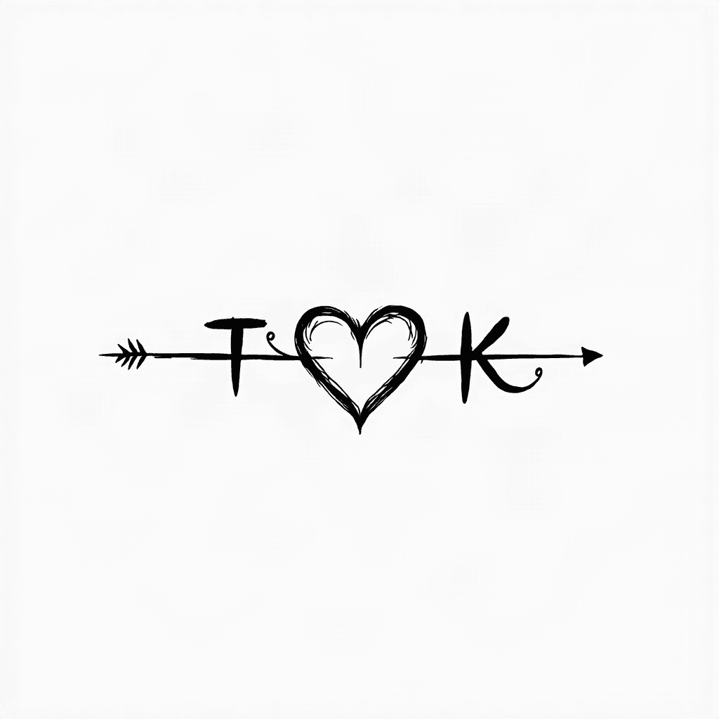 simple fine line tattoo, 2 hearts linked together....
