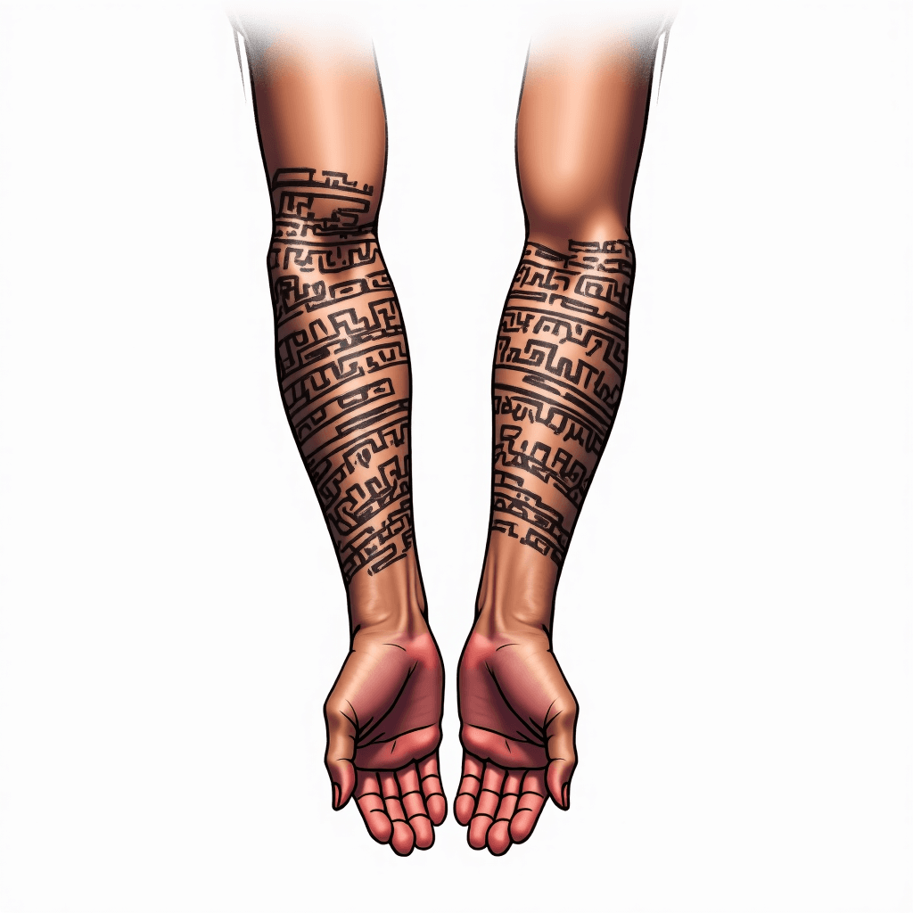 Samoan tattoo with long singular blocks and waves …