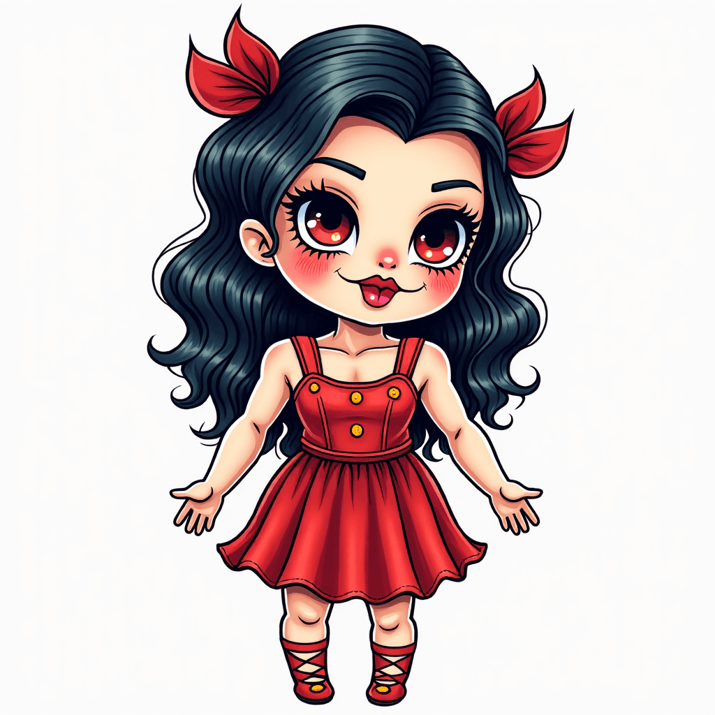 Bombshell girl voodoo doll tattoo