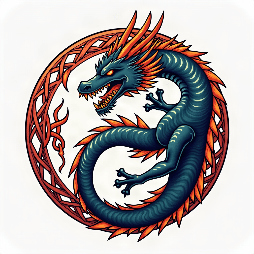 Celtic dragon in circular formation
