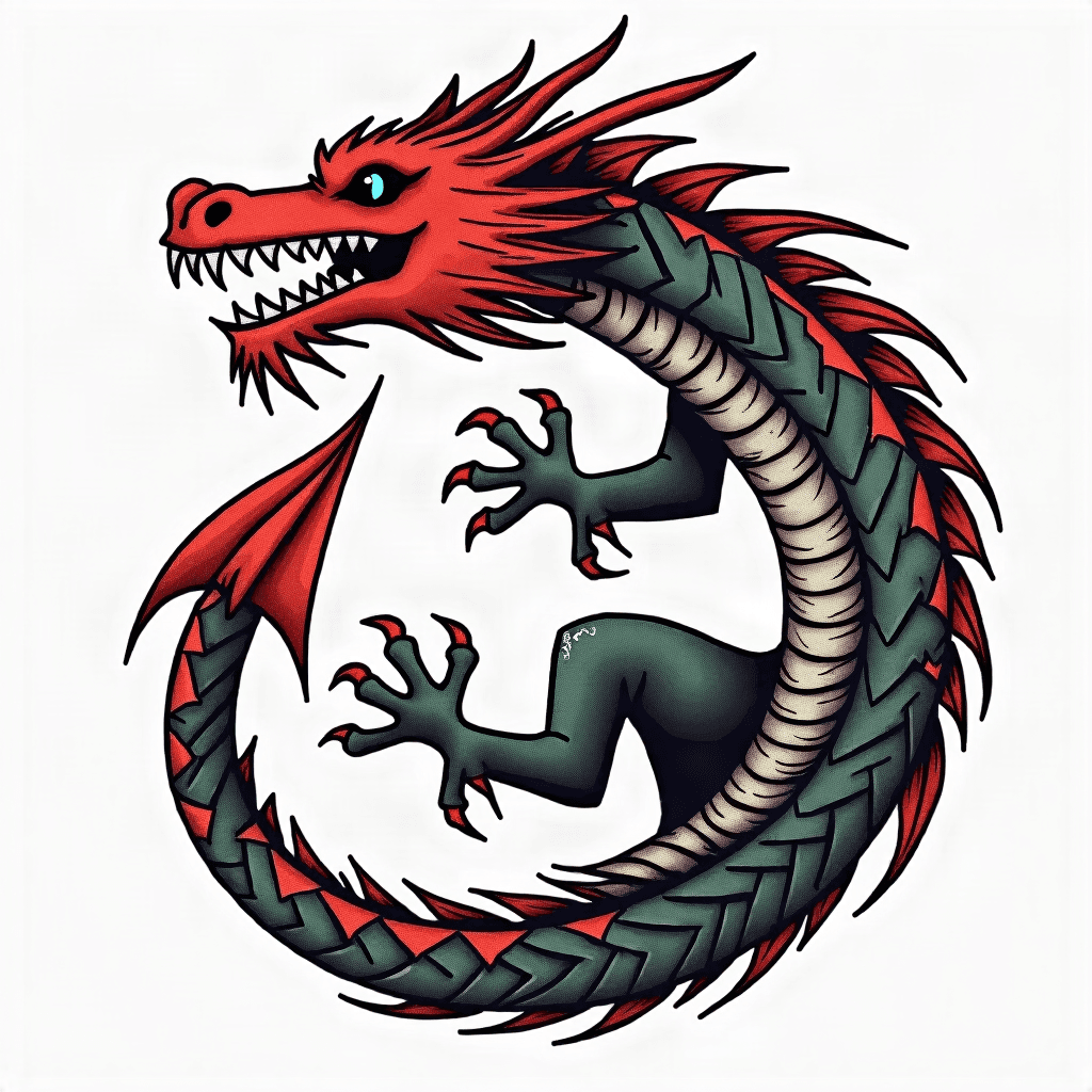 Celtic dragon in circular formation