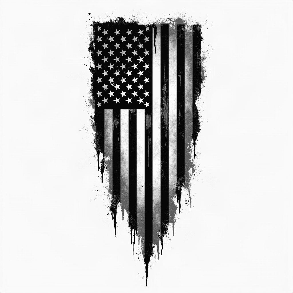 A black American flag on my sleeve area that is 4x…