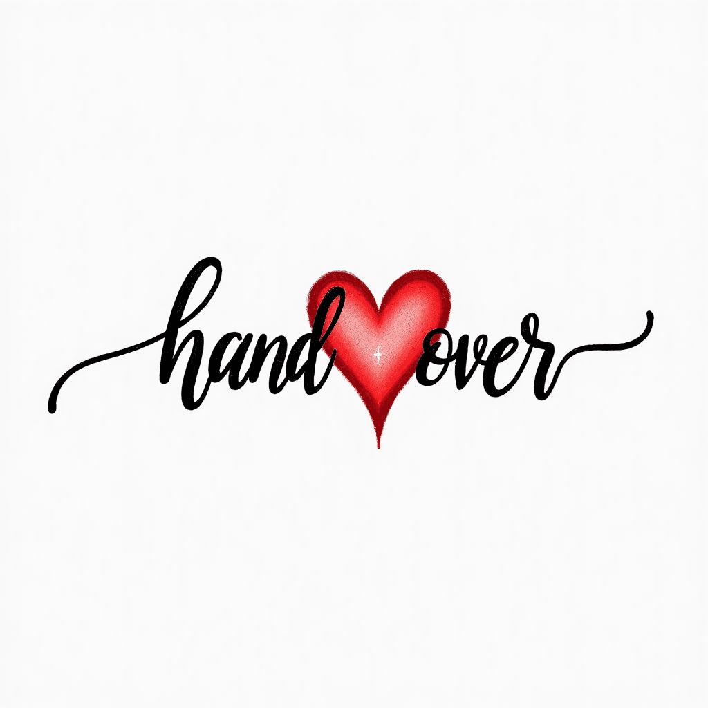 Fine line writing saying “hand over heart”