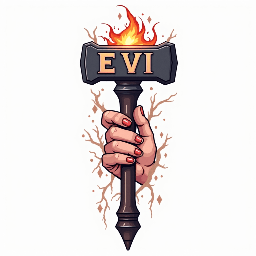 Mjolnir carrying the names Evi and Emma