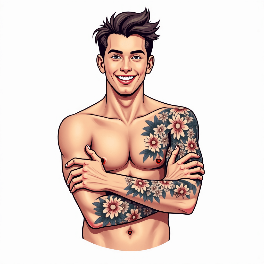 Masculine that shows happiness, easy going, conten...