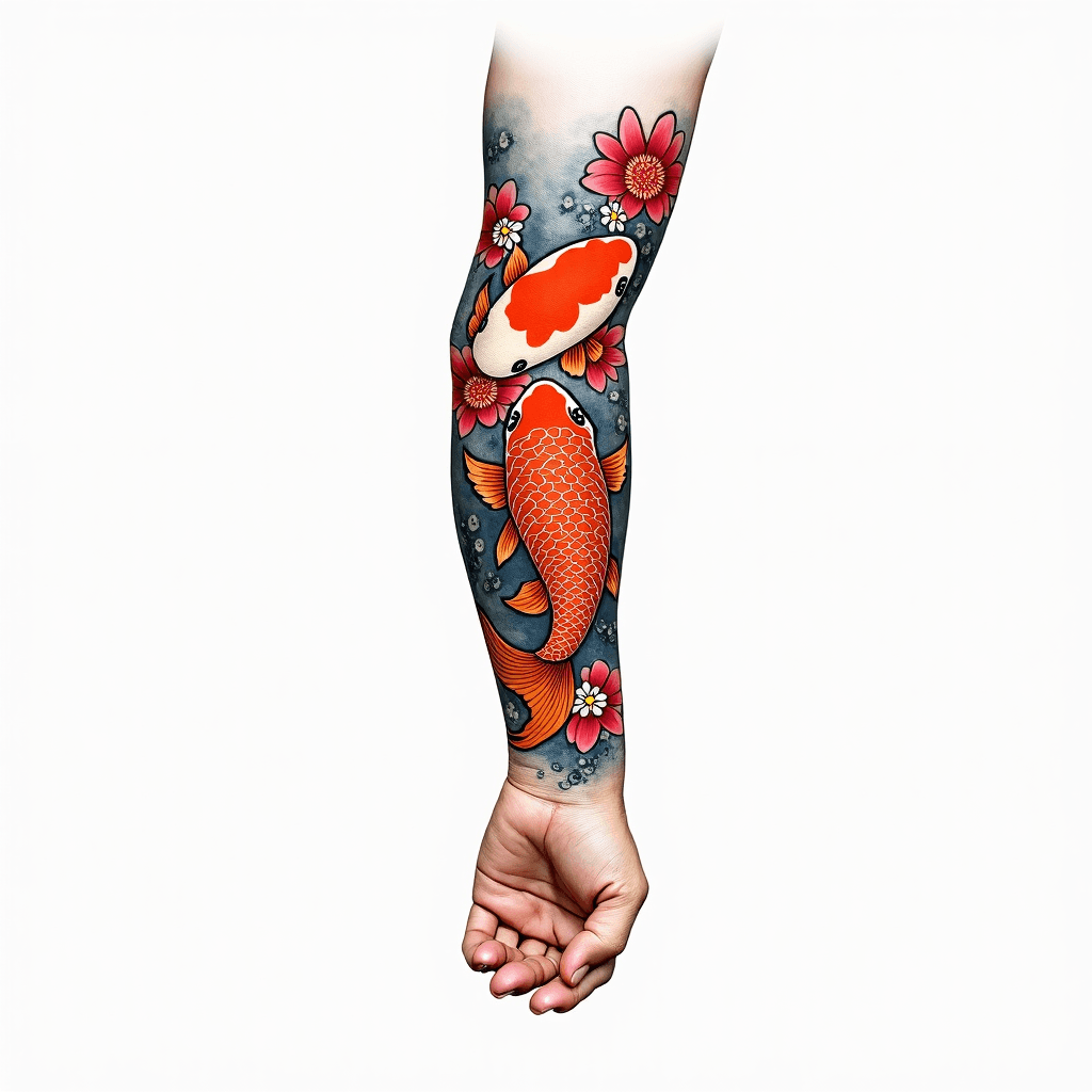 traditional irezumi arm sleeve from hand fish koi …