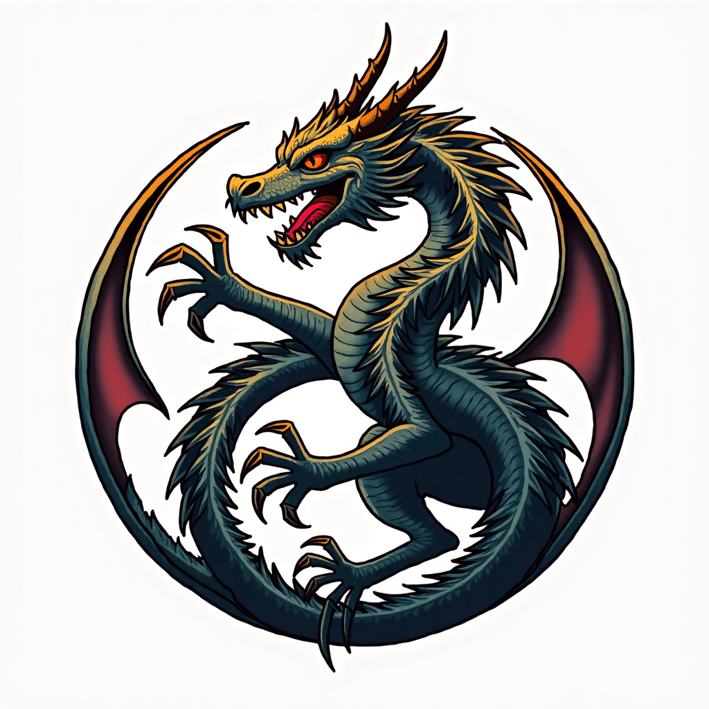Celtic dragon in circular formation