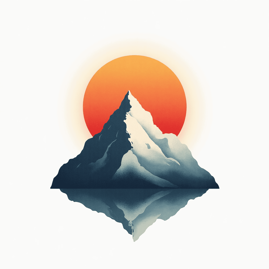 Minimalist mountain landscape with geometric shape…