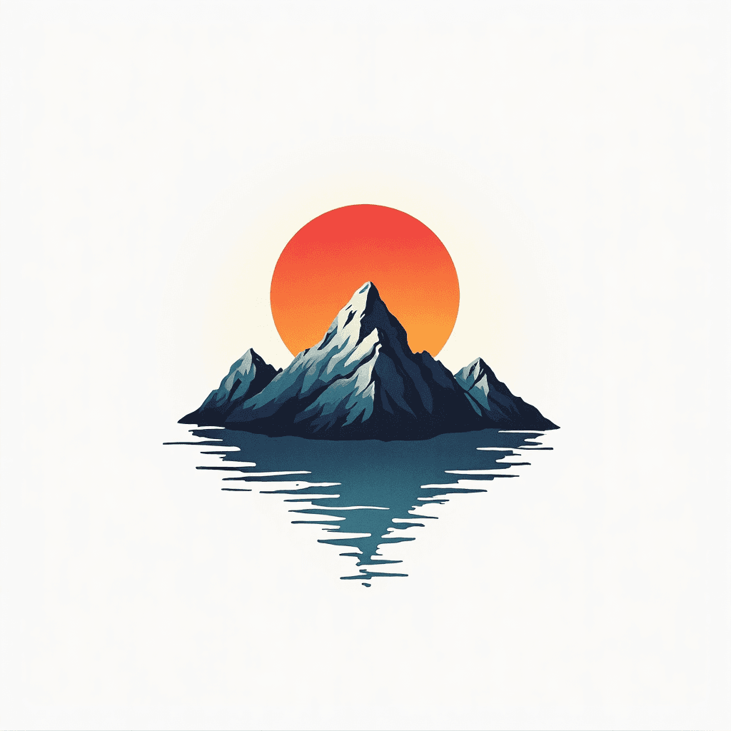 Minimalist mountain landscape with geometric shape…