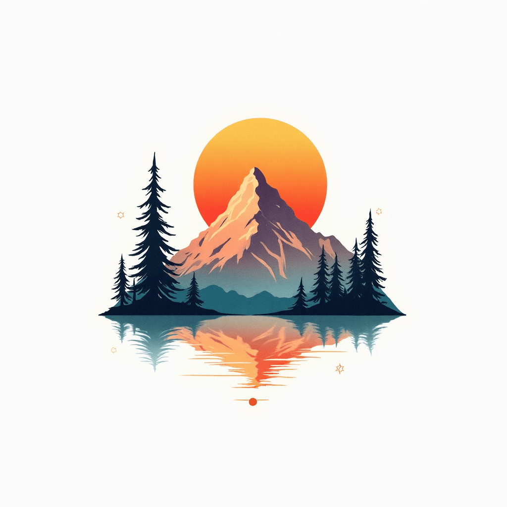 Minimalist mountain landscape with geometric shape…