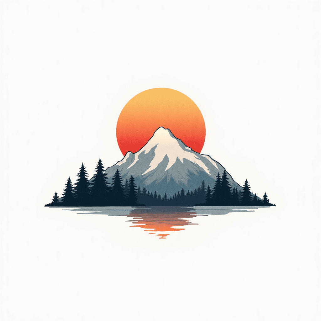 Minimalist mountain landscape with geometric shape…