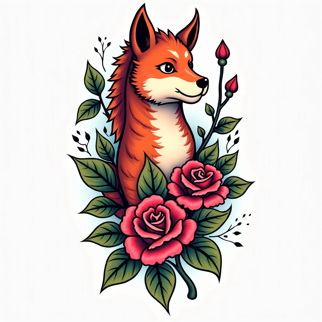 Un lobo con rosas en un bosque y águilas con sign…