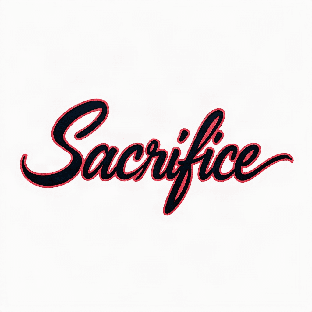 I want to get the word sacrifice on my back in cur...