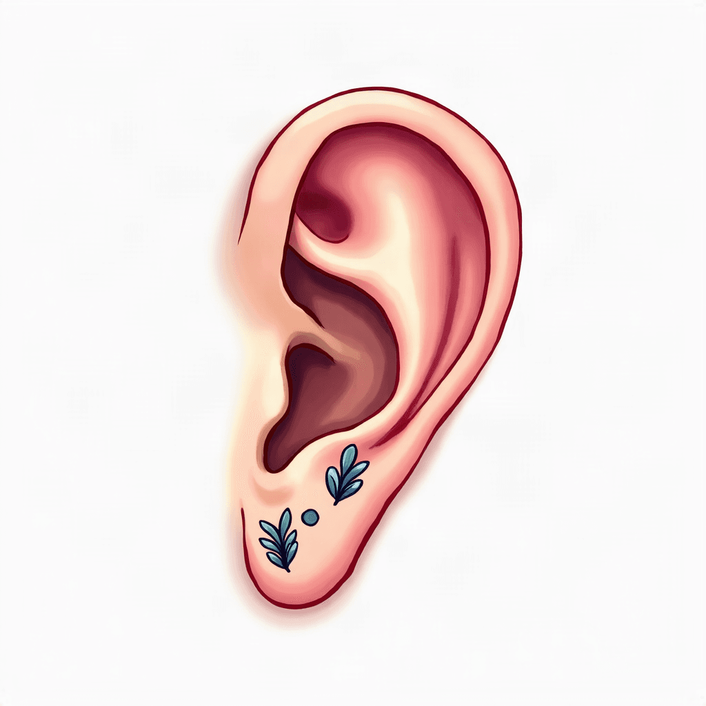 Ear tattoo going up the back of the helix cartilag…