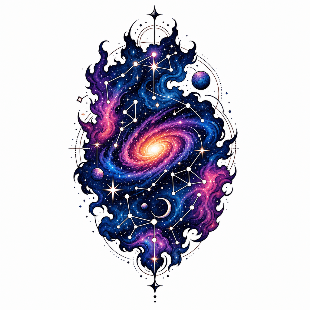 Abstract galaxy design with constellation patterns