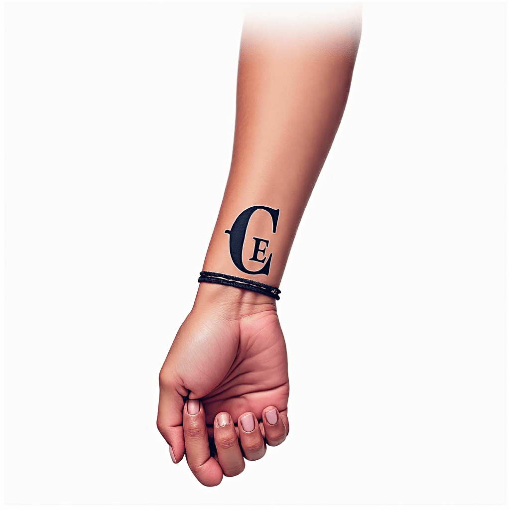 Bracelet tattoo with initial C and initial L